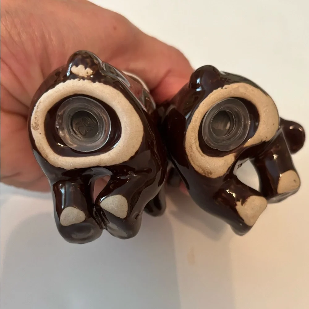 FREE* NWOT Brown Bears with Scarf Salt & Pepper Shaker Set